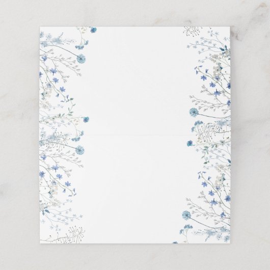 Blauwe Wildbloemen waterverf Plaatskaartje (Buitenkant ongevouwen)