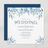 Blauwe wilde bijkantoren, Waterverf, bruiloft Kaart (Voorkant / Achterkant)