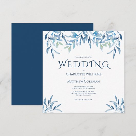 Blauwe wilde bijkantoren, Waterverf, bruiloft Kaart (Voorkant / Achterkant)