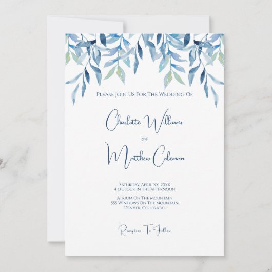 Blauwe wilde bijkantoren, Waterverf bruiloft Kaart (Voorkant)