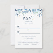 Blauwe wilde bijkantoren, Waterverf bruiloft RSVP Kaartje (Voorkant)