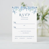 Blauwe wilde bijkantoren, Waterverf bruiloft RSVP Kaartje (Staand voorkant)