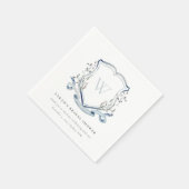 Blauwe wilde bloem aquarel kam Bridal Shower Servet (Hoek)