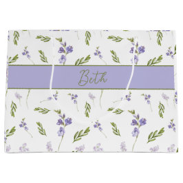 Blauwe wilde bloem aquarel monogram naam groot cadeauzakje