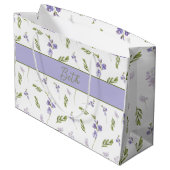 Blauwe wilde bloem aquarel monogram naam groot cadeauzakje (Achterkant Gekanteld)