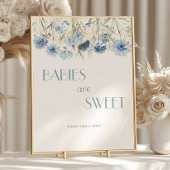 Blauwe Wilde Bloem Baby Shower Snoepbuffet Poster