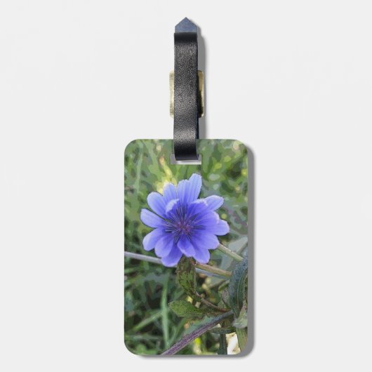 Blauwe wilde bloem bagagelabel (Achterkant verticaal)