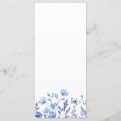 Blauwe wilde bloem bloem bruiloft plat menu (Achterkant)