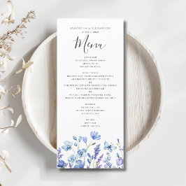 Blauwe wilde bloem bloem bruiloft plat menu