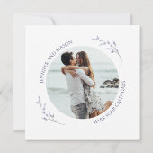 Blauwe wilde bloem bloemenbewaar de datumfoto kaart (Achterkant)