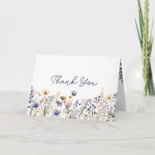Blauwe Wilde Bloem Boho Baby Shower Dankjewel Kaart