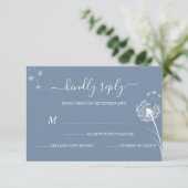 Blauwe Wilde Bloem Boho Bruiloft RSVP Kaartje (Staand voorkant)