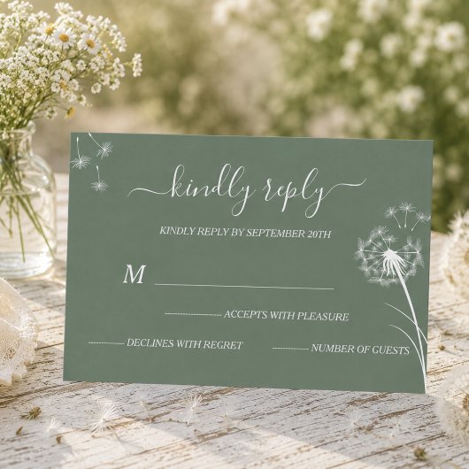 Blauwe Wilde Bloem Boho Bruiloft RSVP Kaartje