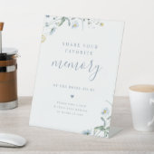 Blauwe wilde bloem boho delen een geheugen vrijgez reclamebord met voetstuk (Insitu)