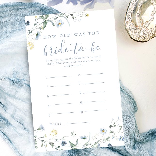Blauwe wilde bloem boho hoe oud was de bruid spel (Blue Wildflower boho how old was the bride game)