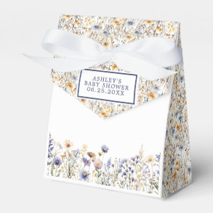 Blauwe Wilde Bloem Boho Waterverf Baby Shower Bedankdoosjes
