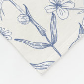 Blauwe Wilde Bloem Botanisch Monogram Fleece Deken (Hoek)