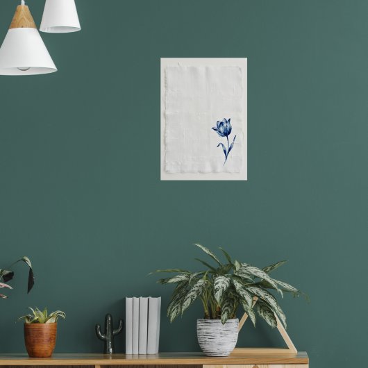 Blauwe Wilde Bloem Botanische Poster (Woonkamer 1)