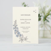 Blauwe Wilde Bloem Botanische Trouwkaart Save The Date (Staand voorkant)