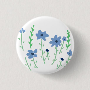 Blauwe Wilde Bloem Botanische Tuin Natuur Cadeau Ronde Button 3,2 Cm