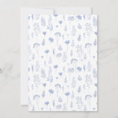 Blauwe wilde bloem bruidegom bruiloft tafel nummer kaart (Achterkant)