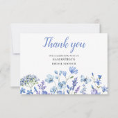 Blauwe Wilde Bloem Bruiloft Feest Platte Bedankkaa Bedankkaart (Voorkant)