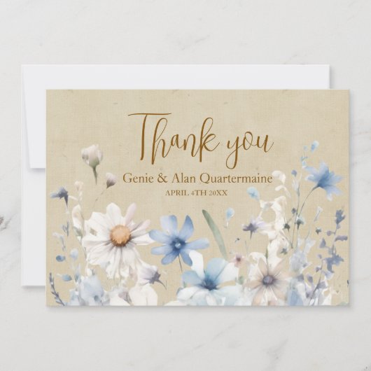 Blauwe Wilde Bloem Dank Je Bedankkaart (Voorkant)