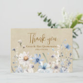Blauwe Wilde Bloem Dank Je Bedankkaart (Staand voorkant)