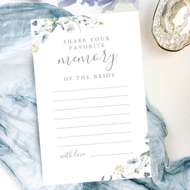 Blauwe wilde bloem deel een herinnering bruidsfees (Blue Wildflower share a memory bridal shower)