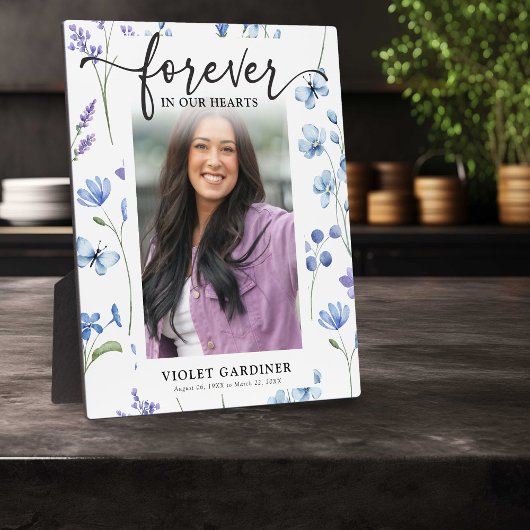 Blauwe Wilde Bloem Foto Voor altijd in onze harten Fotoplaat