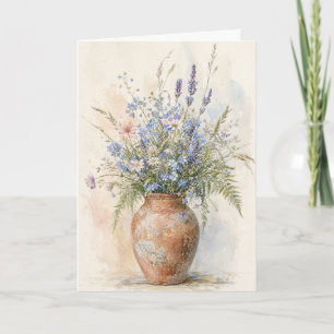 Blauwe wilde bloem groet Lavendel botanische bloem Kaart