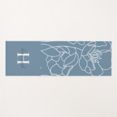 Blauwe Wilde Bloem Handgetekende Aangepaste Monogr Yogamat (Voorkant (horizontaal))
