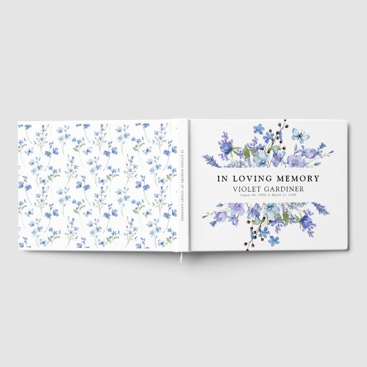 Blauwe wilde bloem in liefdevolle herinnering aand gastenboek (Volledig)