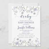 Blauwe wilde bloem is een jongen baby shower kaart (Voorkant)