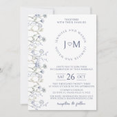 Blauwe wilde bloem kleine bloemen bruiloft uitnodi kaart (Voorkant)