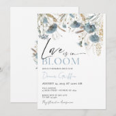 Blauwe Wilde Bloem Liefde is in Bloei Uitnodiging (Voorkant / Achterkant)