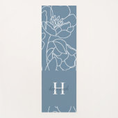 Blauwe wilde bloem lijnkunst aangepaste monogramna yogamat (Voorkant)