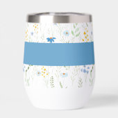 Blauwe Wilde Bloem Monogramnaam (Achterkant)