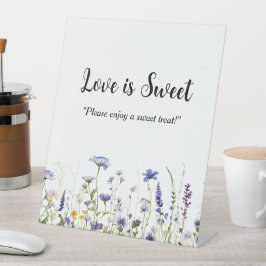 Blauwe Wilde Bloem Regency Bruidscollectie Reclamebord Met Voetstuk