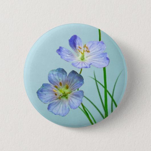 Blauwe wilde bloem ronde button 5,7 cm (Voorkant)