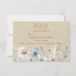 Blauwe Wilde Bloem RSVP Kaartje