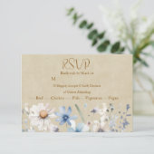 Blauwe Wilde Bloem RSVP Kaartje (Staand voorkant)