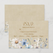 Blauwe Wilde Bloem RSVP Kaartje (Voorkant / Achterkant)