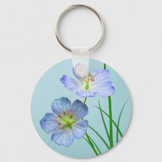 Blauwe wilde bloem sleutelhanger (Voorkant)