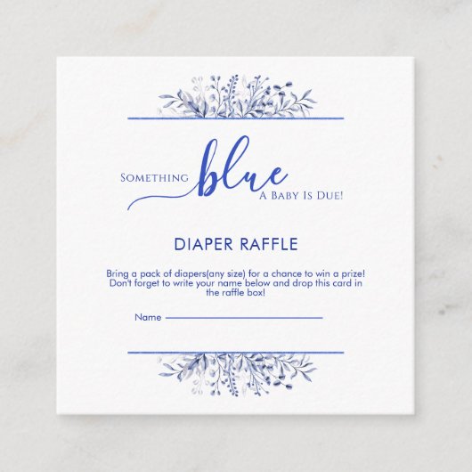 Blauwe Wilde Bloem 'Something Blue' Luier Raffle Informatiekaartje (Voorkant)