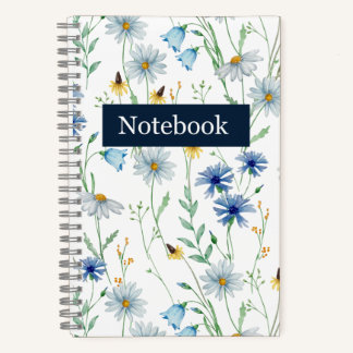 Blauwe Wilde Bloem Spiraal Notebook 🌸 Notitieboek