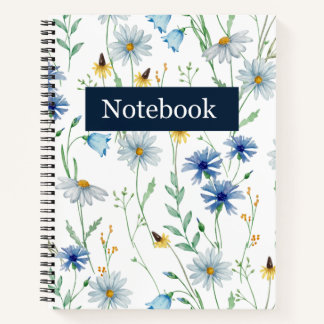 Blauwe Wilde Bloem Spiraal Notebook 🌸 Notitieboek