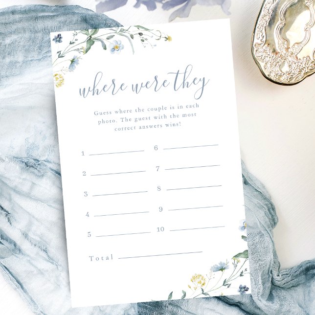 Blauwe wilde bloem waar waren ze bruidsshowerspel (Blue Wildflower where were they bridal shower game)