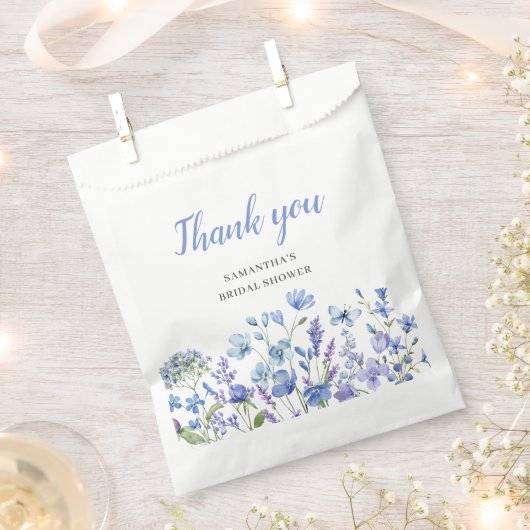 Blauwe Wilde Bloem Waterverf Bruiloft Bedankzakje (Geknipt)