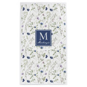 Blauwe wilde bloem waterverf monogram klein cadeauzakje (Achterkant)